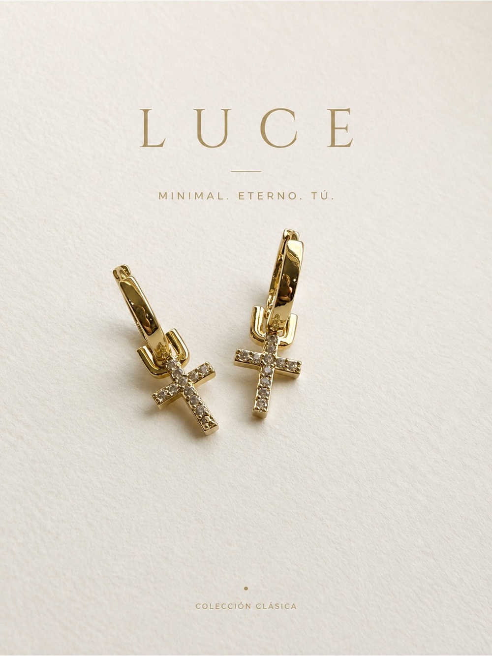 Gold Plated Cross Huggie Earrings